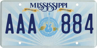 MS license plate AAA884