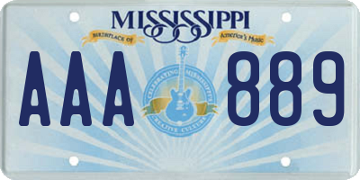 MS license plate AAA889