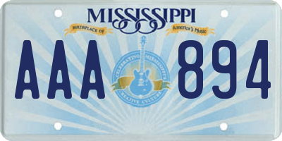 MS license plate AAA894