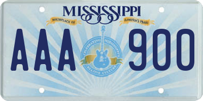 MS license plate AAA900