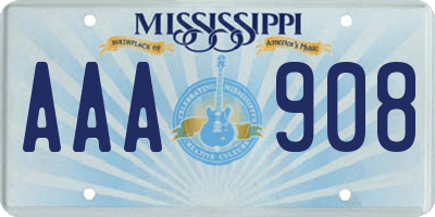 MS license plate AAA908