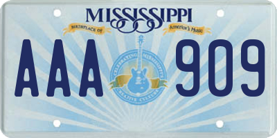 MS license plate AAA909