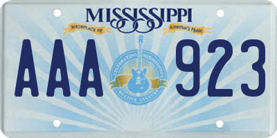 MS license plate AAA923