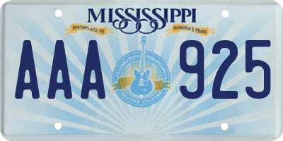 MS license plate AAA925
