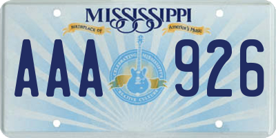 MS license plate AAA926