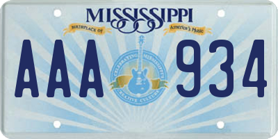 MS license plate AAA934