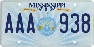 MS license plate AAA938