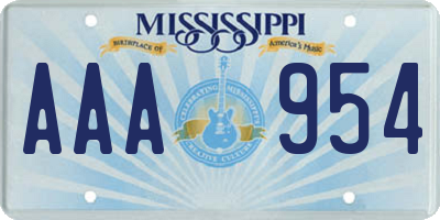 MS license plate AAA954