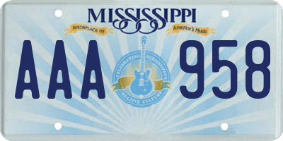 MS license plate AAA958