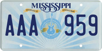 MS license plate AAA959