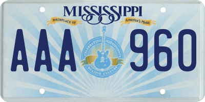 MS license plate AAA960