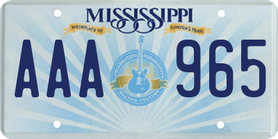 MS license plate AAA965