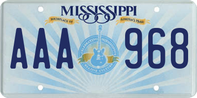 MS license plate AAA968