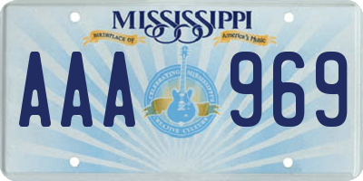 MS license plate AAA969