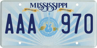 MS license plate AAA970