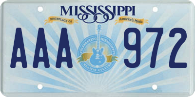 MS license plate AAA972