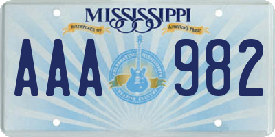 MS license plate AAA982