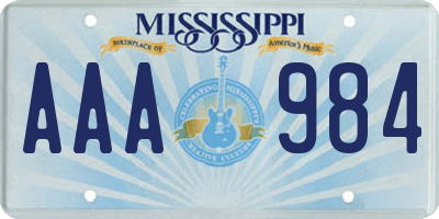 MS license plate AAA984