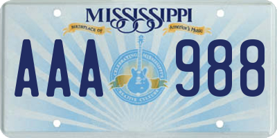 MS license plate AAA988