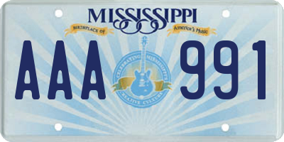 MS license plate AAA991