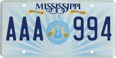 MS license plate AAA994