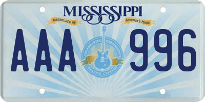 MS license plate AAA996