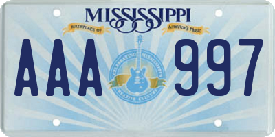 MS license plate AAA997