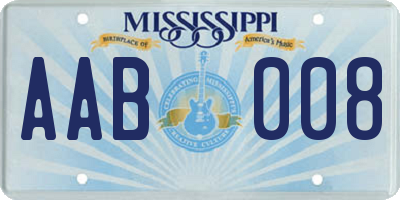 MS license plate AAB008