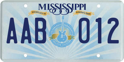 MS license plate AAB012