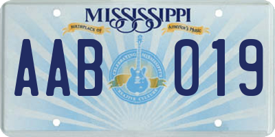 MS license plate AAB019