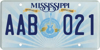 MS license plate AAB021