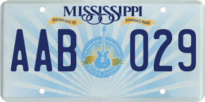 MS license plate AAB029