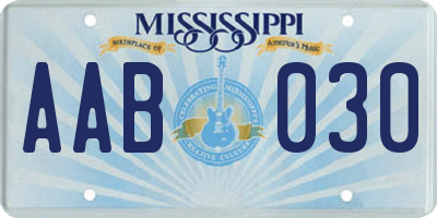 MS license plate AAB030