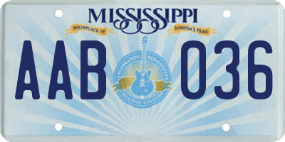 MS license plate AAB036