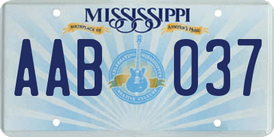 MS license plate AAB037