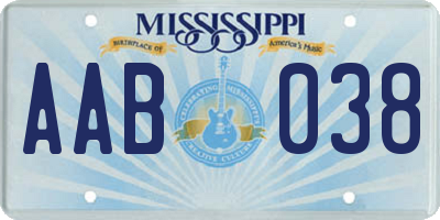 MS license plate AAB038