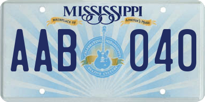 MS license plate AAB040