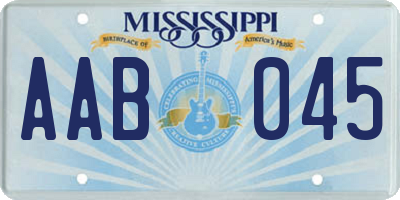 MS license plate AAB045