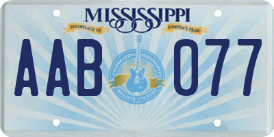 MS license plate AAB077