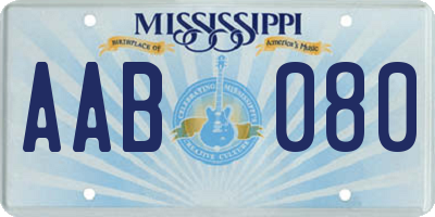 MS license plate AAB080