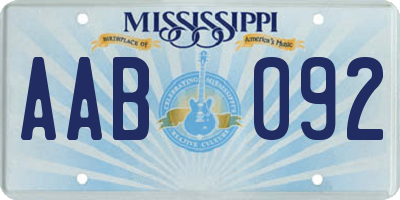 MS license plate AAB092