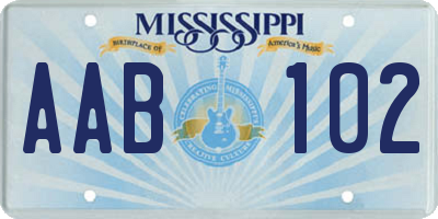 MS license plate AAB102