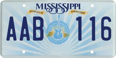 MS license plate AAB116