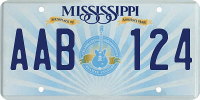 MS license plate AAB124