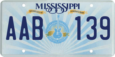 MS license plate AAB139