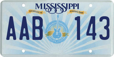 MS license plate AAB143