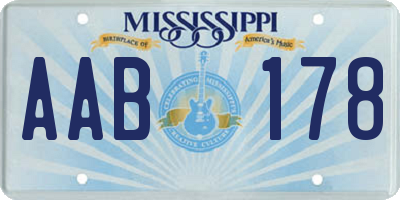 MS license plate AAB178