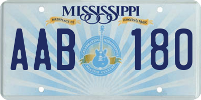 MS license plate AAB180