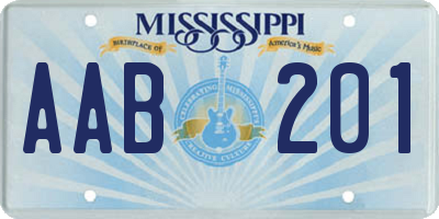 MS license plate AAB201