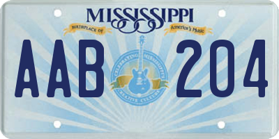 MS license plate AAB204